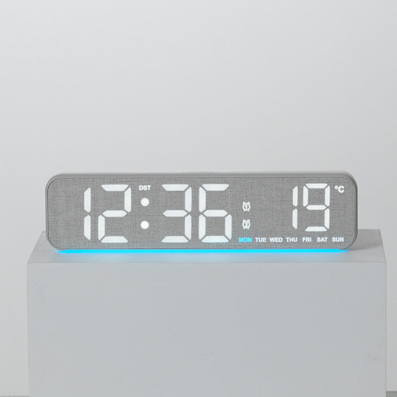 Digital wooden alarm clock with temperature and day of the week display Bowlift