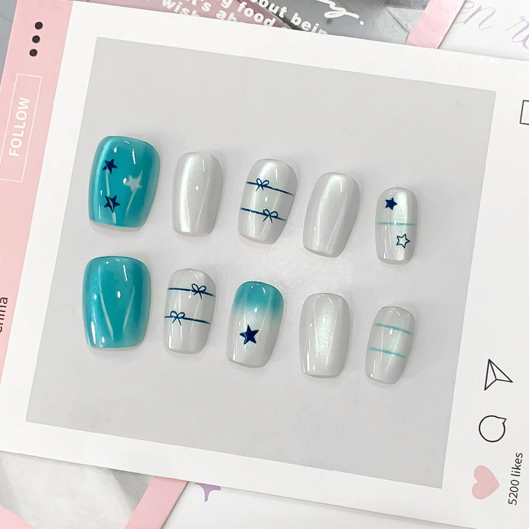 Artistic acrylic nails with star design Bowlift