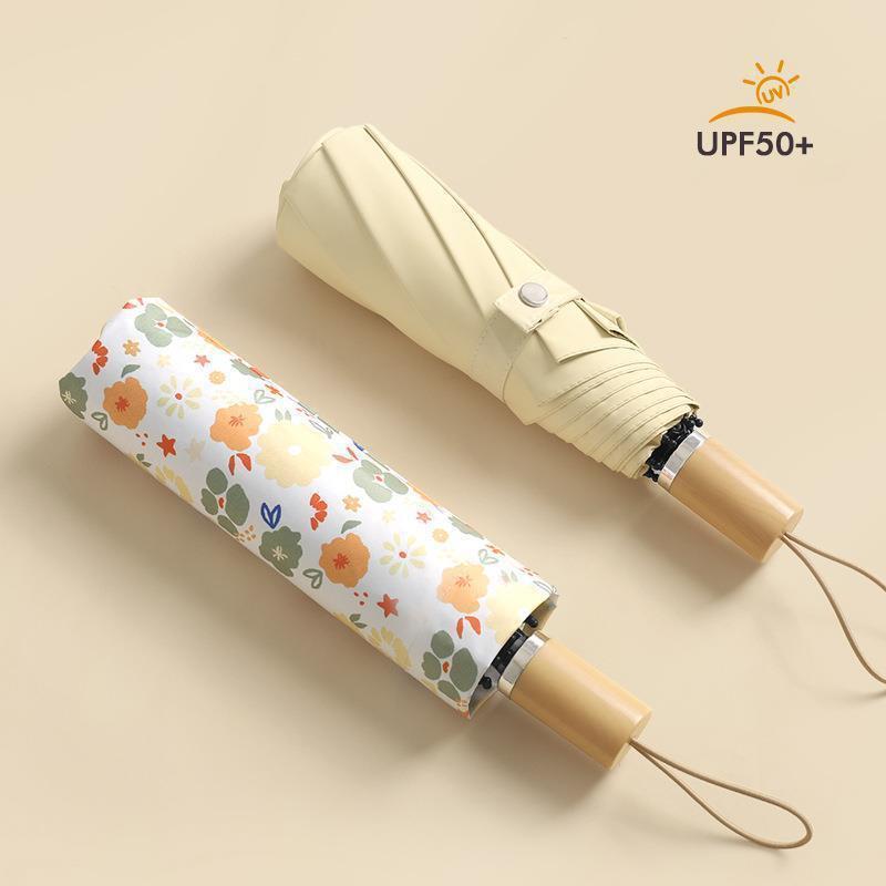 Ladies Artistic Folding Umbrella with Floral Patterns Bowlift