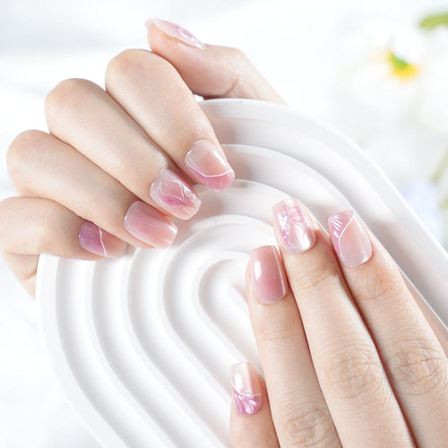 Artistic Marble Effect Press-On Nails Bowlift