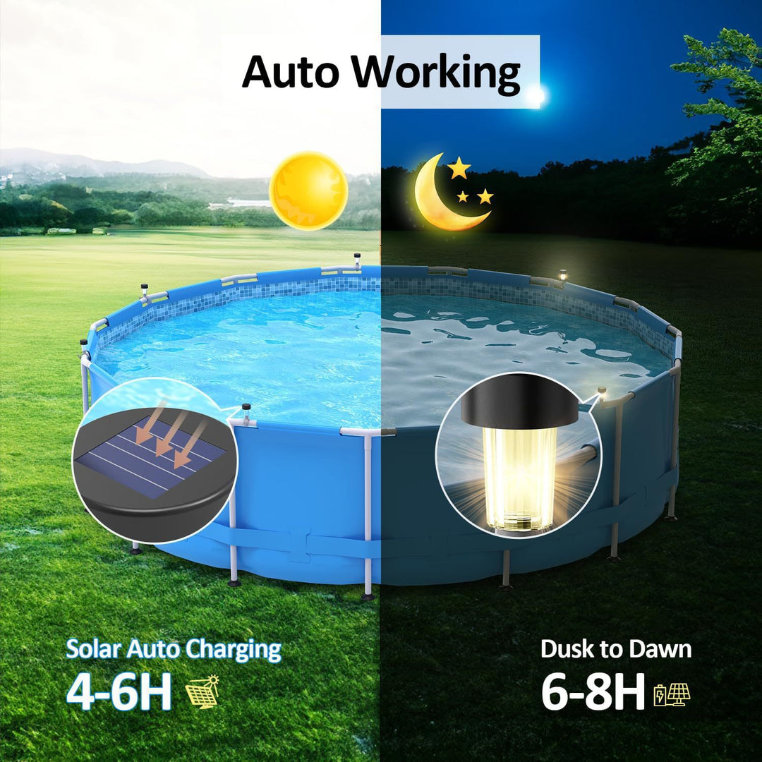 Solar-Powered LED Clip-On Above-Ground Pool Rim Lights With Waterproof Durable Mounting Bowlift