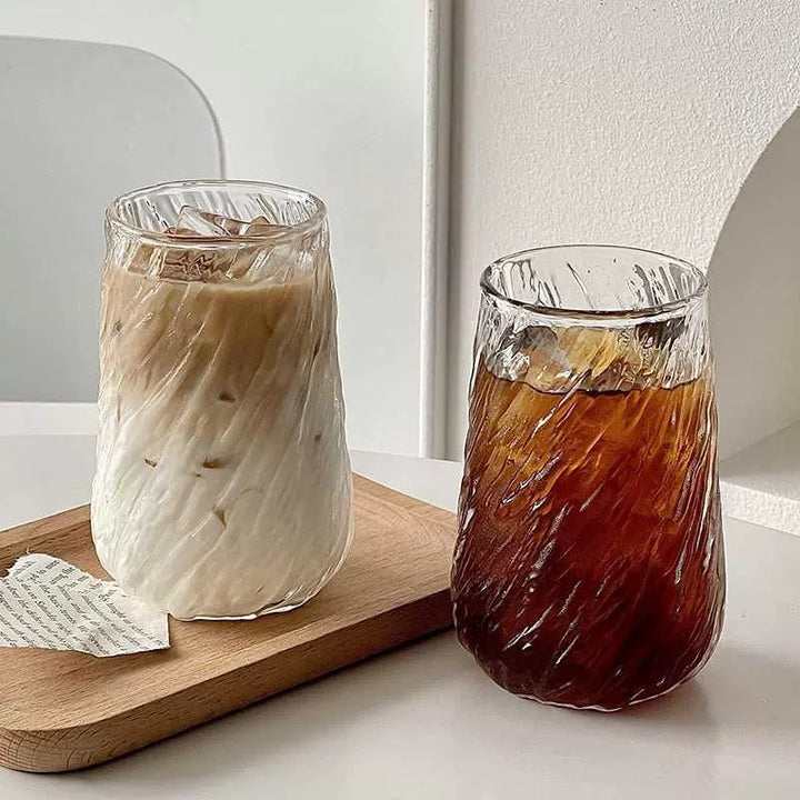 Twisted Textured Hand-Blown Glass Tumbler Set Bowlift