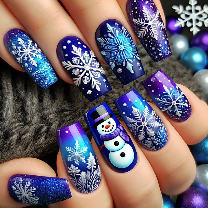 Creative art nails with festive snowman design Bowlift