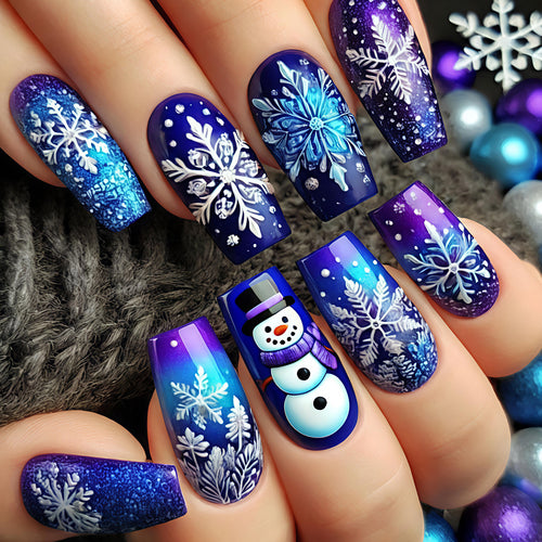 Creative art nails with festive snowman design Bowlift