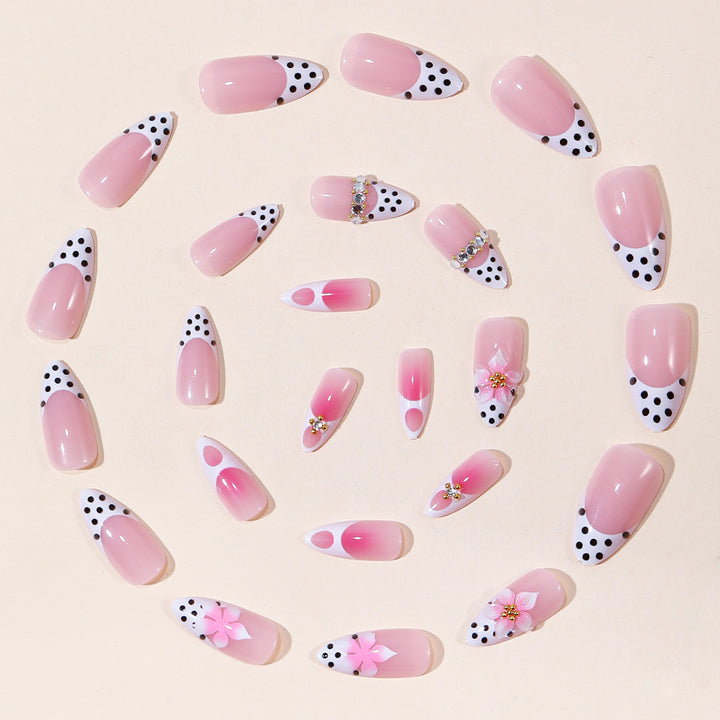 Floral-Accented Stiletto Nail Art Extensions Bowlift