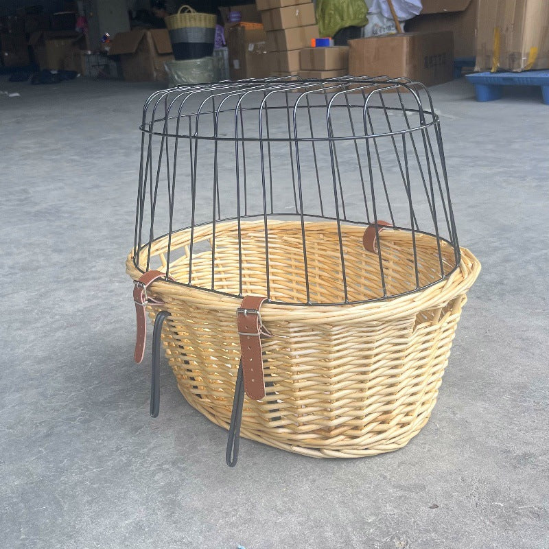 woven rattan bicycle front basket with quick-release mounting system Bowlift