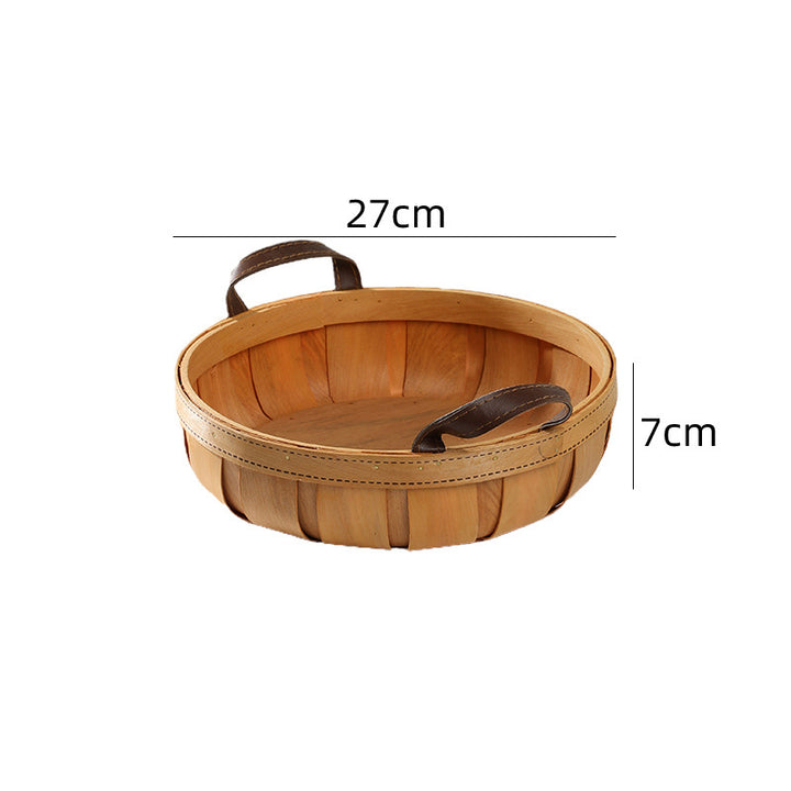 Unisex Handcrafted Basket with Leather Handles Bowlift