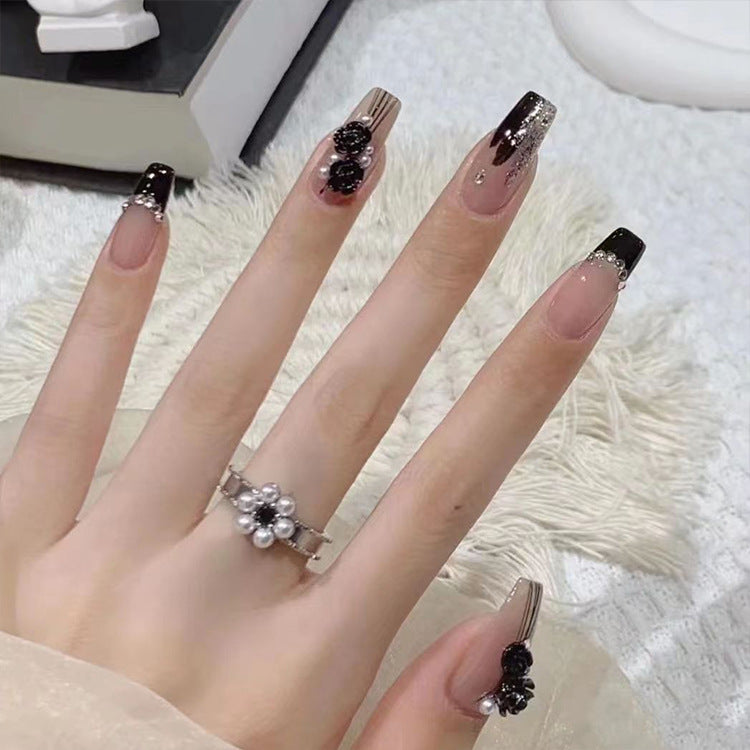 Decorative Rhinestone-Embedded Press-On Nails Bowlift