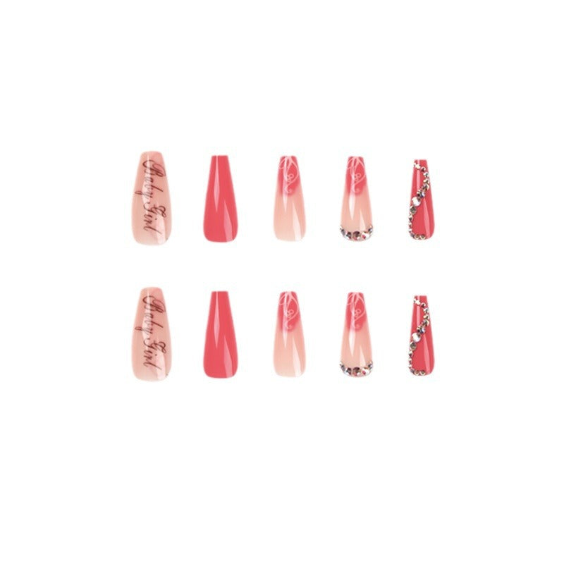 Artificial nail art with luxurious rhinestone and flower decorations Bowlift