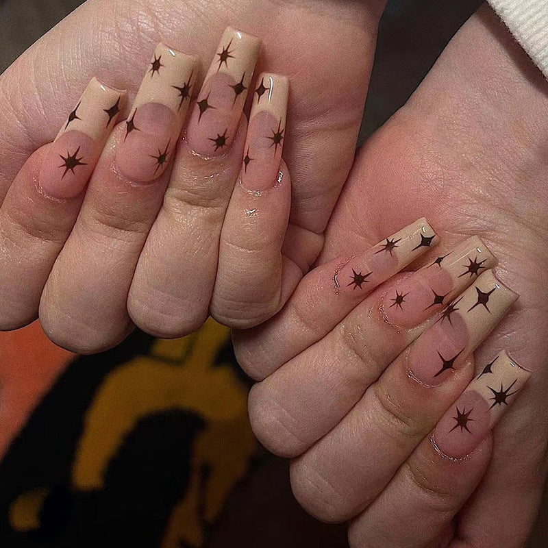 Artistic Nail Extensions with Elegant Star Design Bowlift
