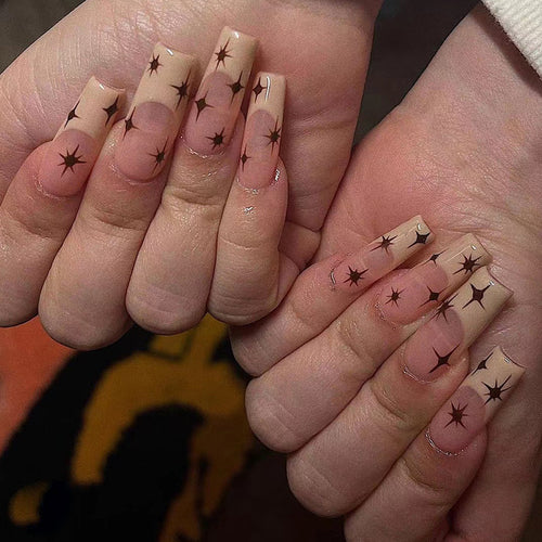 Artistic Nail Extensions with Elegant Star Design Bowlift