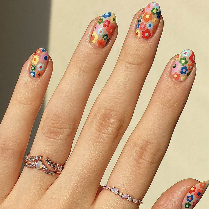 Vibrant Floral-Themed Press-On Nails Bowlift