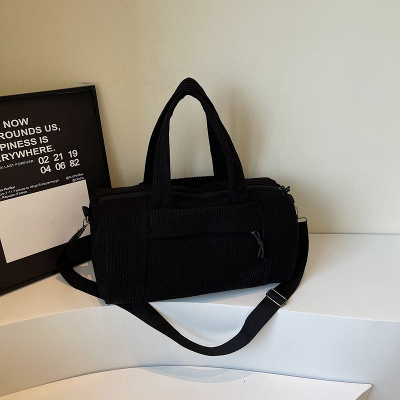 Sporty Travel Bag Made of Soft Cord Material with Adjustable Shoulder Strap Bowlift