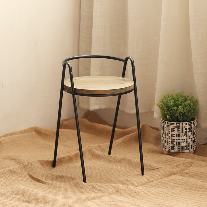More modern stool with wooden seat Bowlift