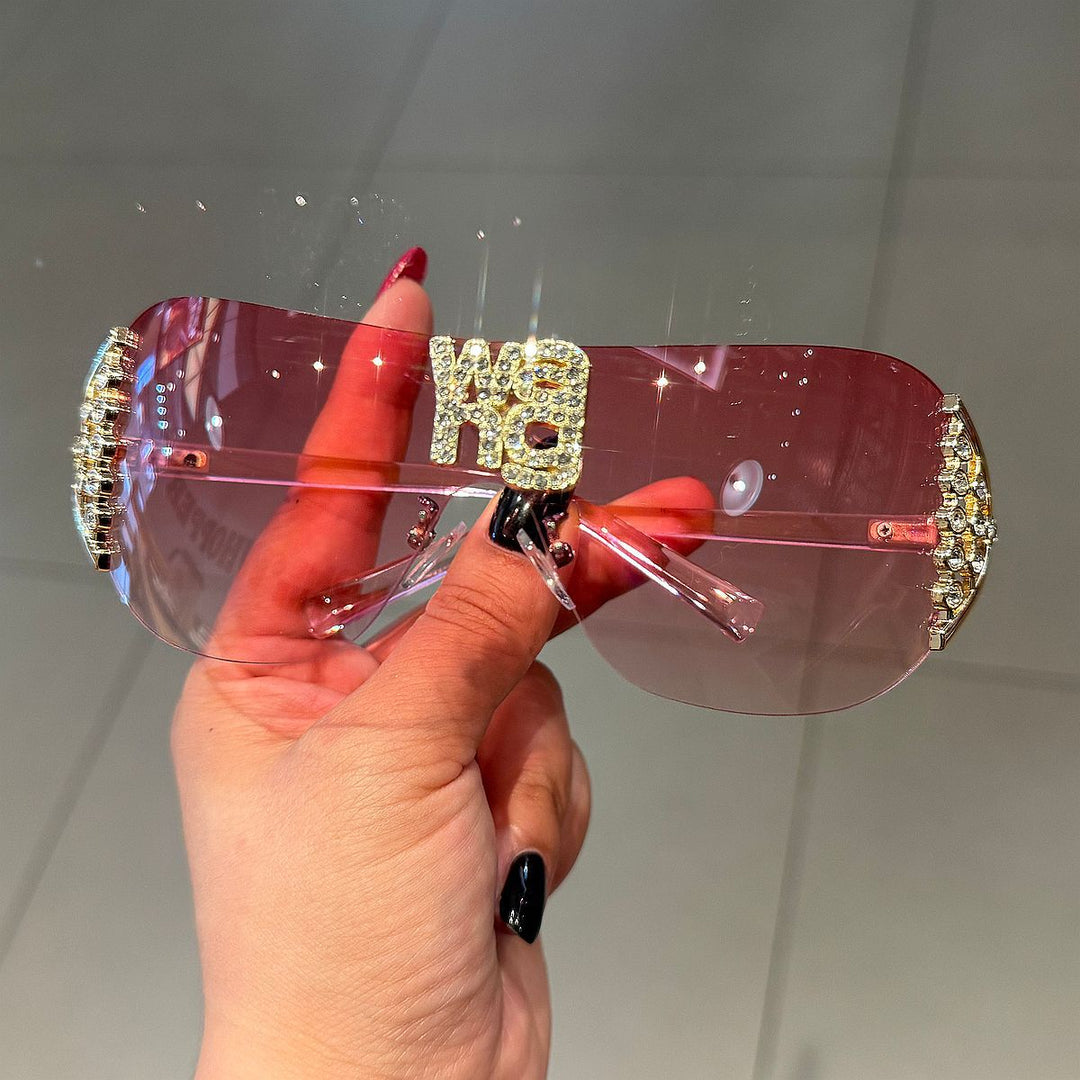 Women's Fashion Oversized Sunglasses with Rhinestone Applications Bowlift