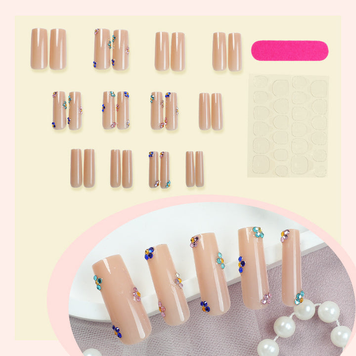 Decorative Press-On Nail Set with Floral and Gem Accents Bowlift 1788496020