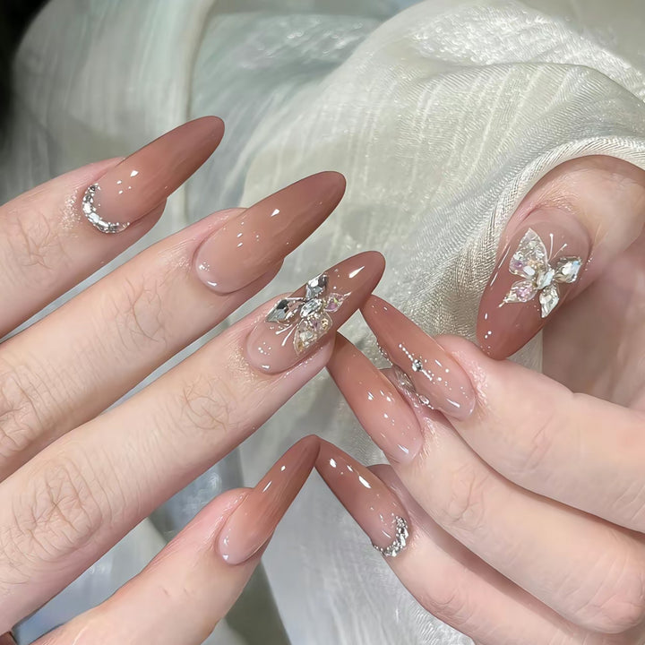 Elegant Stiletto Press-On Nails with Embellished Designs Bowlift