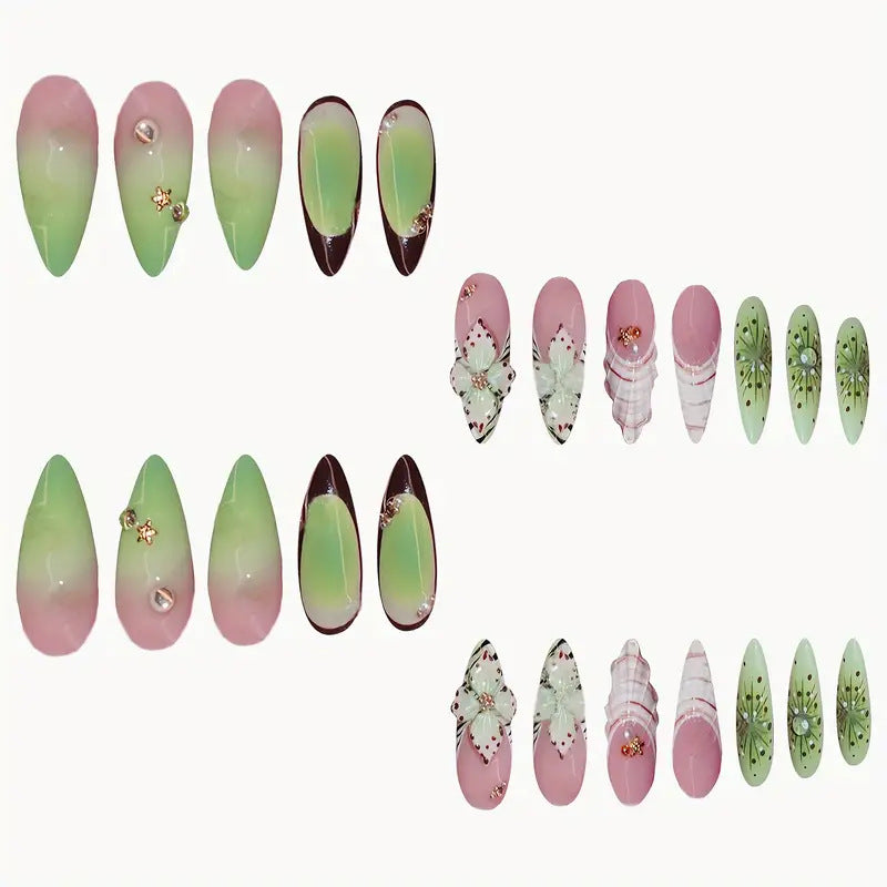Decorative 3D Butterfly Themed Press-On Nail Art Bowlift