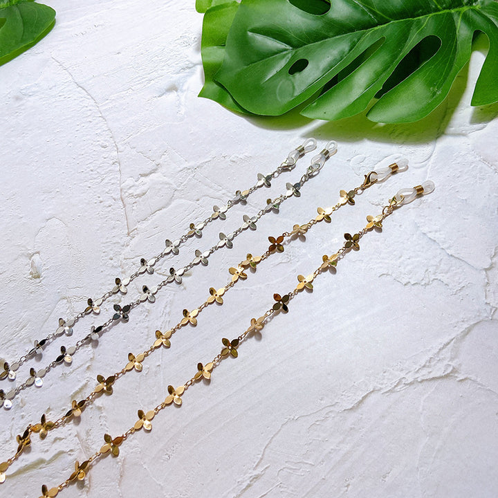 Fashionable glasses holder chain with filigree flower pendants Bowlift
