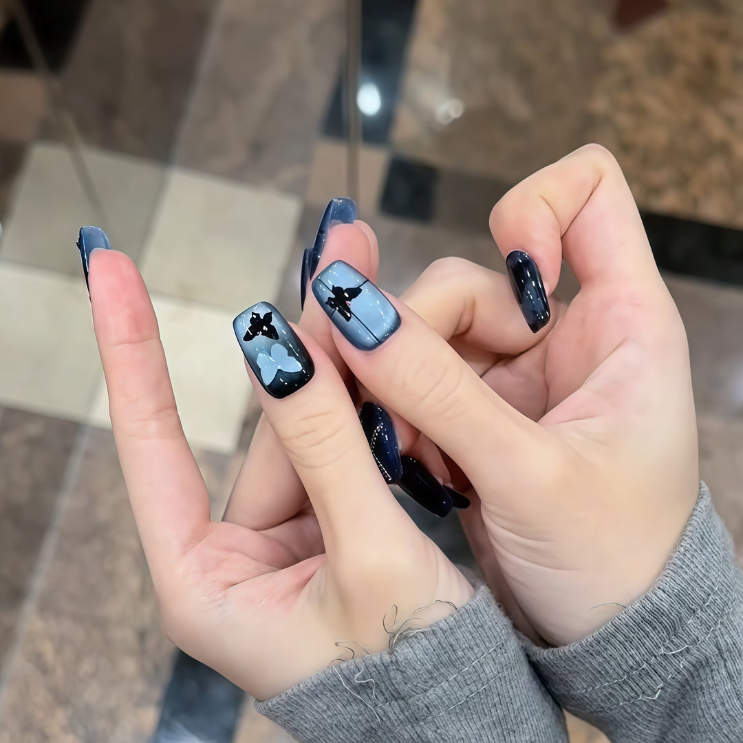 Glamorous artificial nails with fashionable butterfly design Bowlift