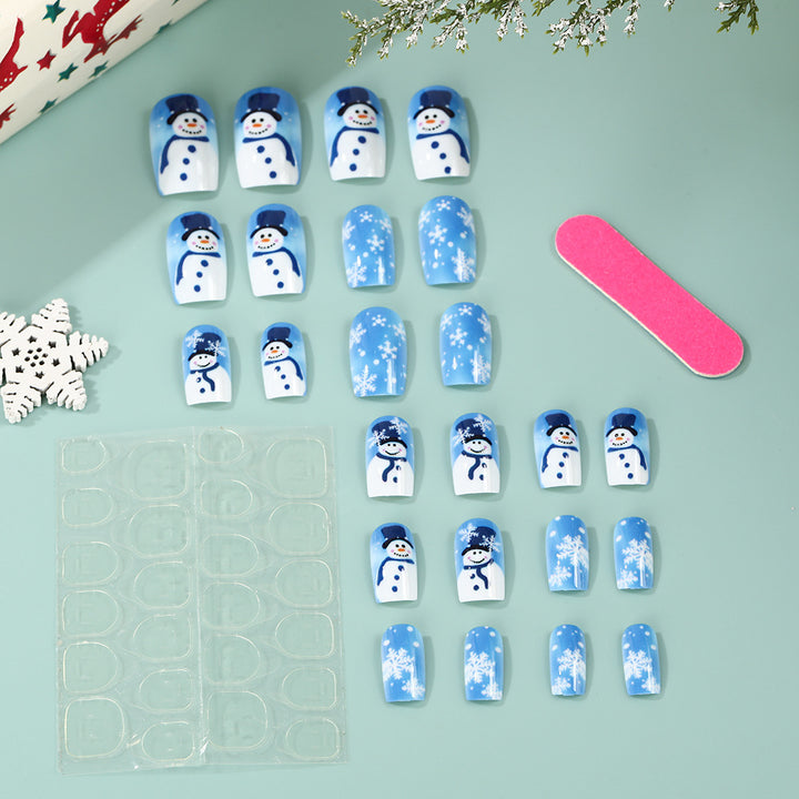 Artificial nails with wintry snowman design Bowlift