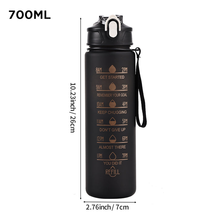 Motivational Time-Marker Hydration Bottle with Flip Lock and Carry Strap Bowlift