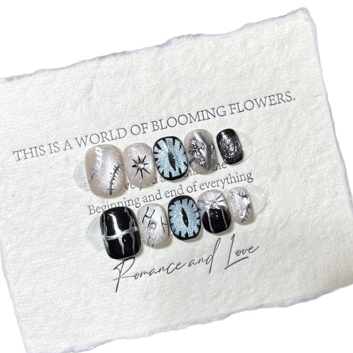 Artistic Themed Press-On Nail Art Bowlift