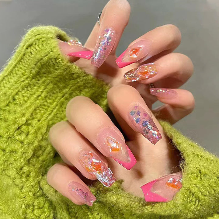 Glamorous artificial nails with sparkling accents Bowlift