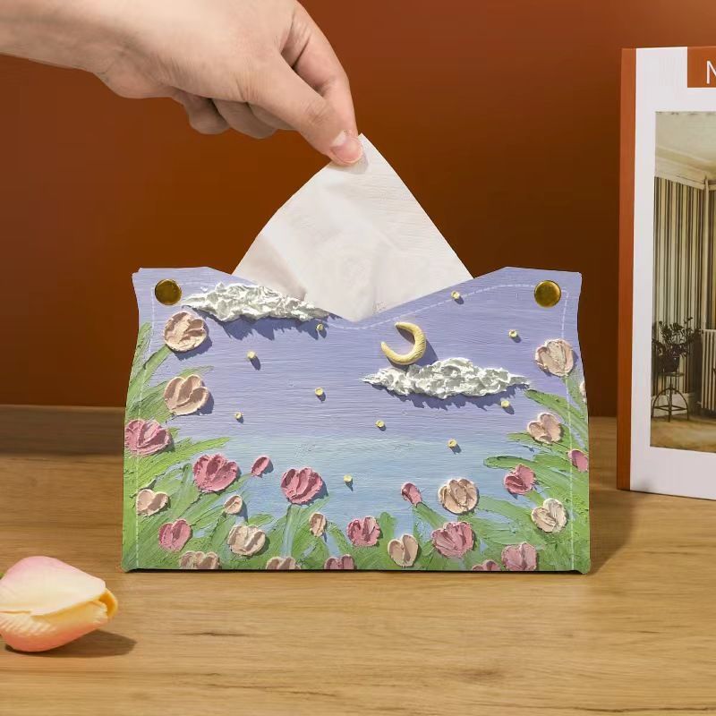 Artistic Floral Tissue Box Cover Bowlift