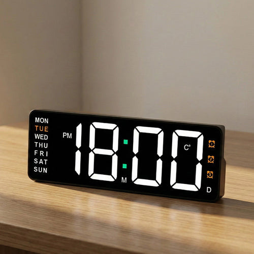 Digital wall clock with temperature and weekday display Bowlift