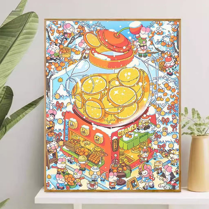 Playful Cartoon-Themed Art Canvas Bowlift