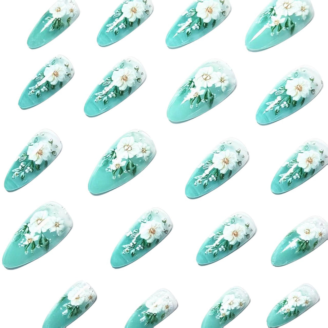 Floral 3D Nail Art Design Bowlift