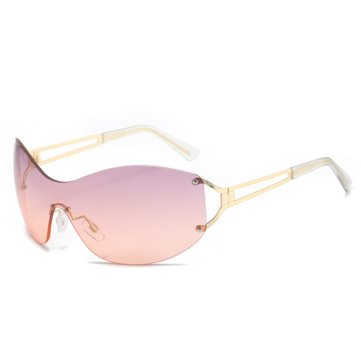 Futuristic Ultra-Wrap Sunglasses with Metallic Accents Bowlift