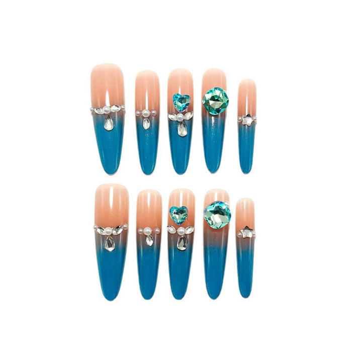 Artificial nails with glitter and rhinestone embellishments Bowlift