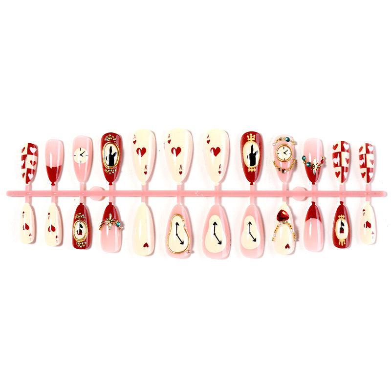 Creative nail art set with playful heart and clock motifs Bowlift