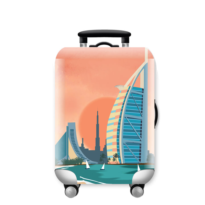 Unisex Hard Shell Travel Suitcase with Urban Skyline Design Bowlift