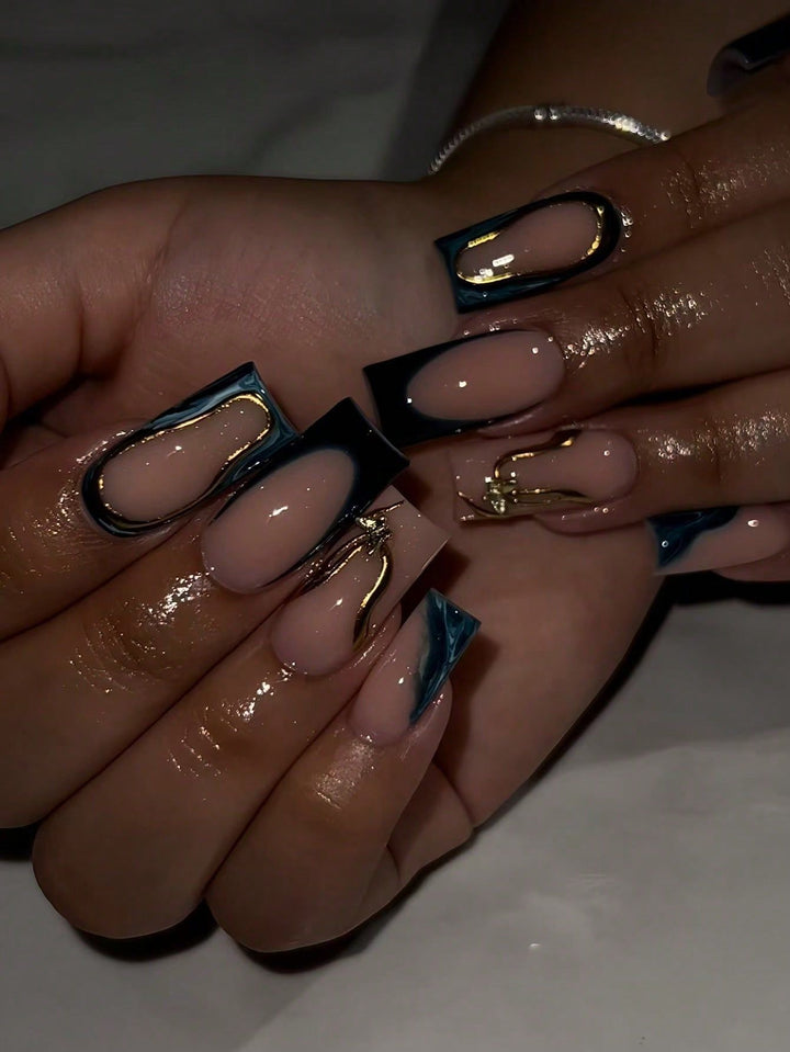 Designer Geometric Press-On Nail Art Bowlift