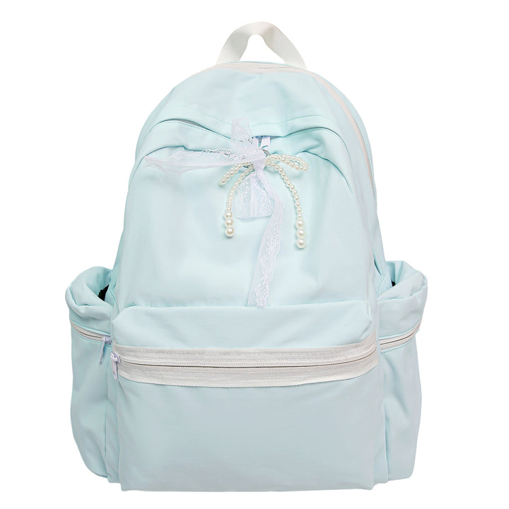Elegant Backpack with Pearl and Lace Details Bowlift