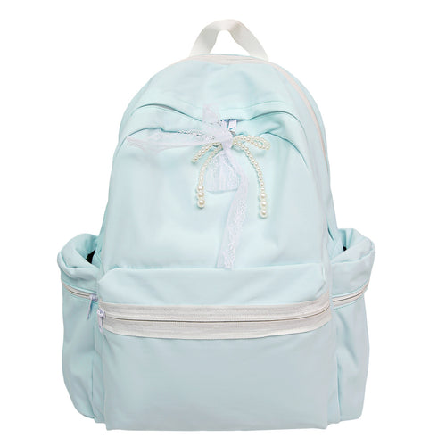 Elegant Backpack with Pearl and Lace Details Bowlift