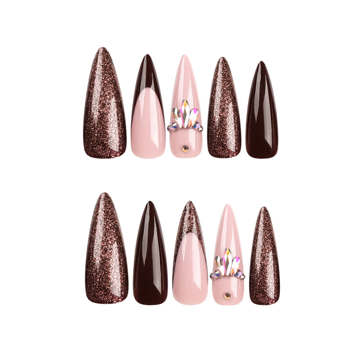 Artful Nail Extensions with Sparkling Accents Bowlift
