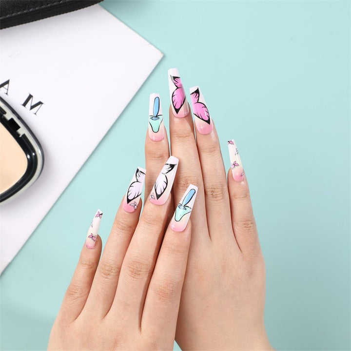 Artificial nails in elegant floral motif style Bowlift