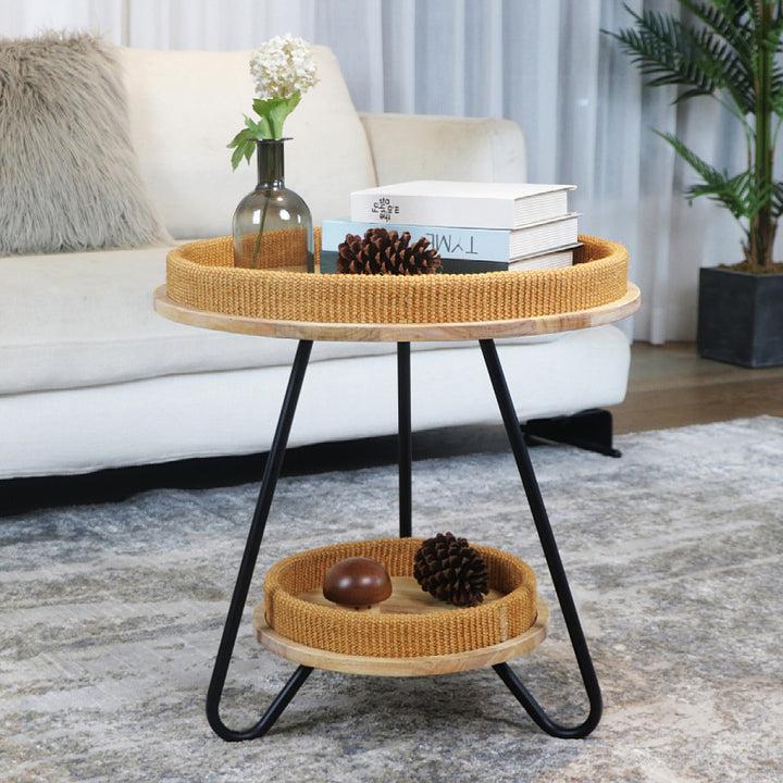 Decorative Round Woven Coffee Table Bowlift