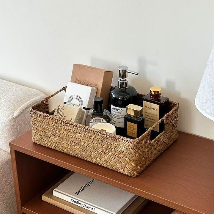 Women's rectangular storage basket made of natural materials Bowlift