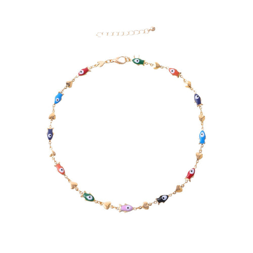 Enamel Fish Charm Necklace Bowlift