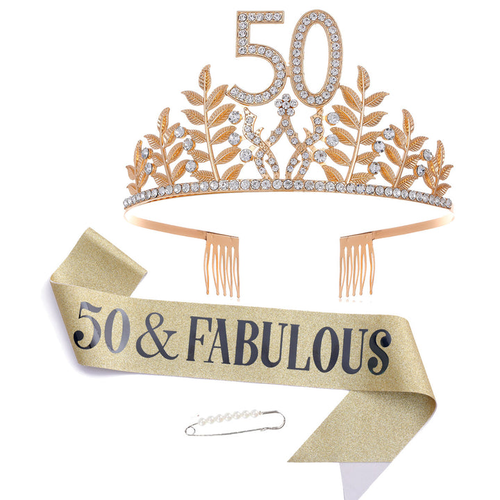 Women's Glamorous Birthday Crown with Shining Rhinestones Bowlift
