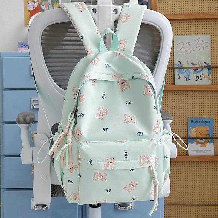 Cute Bear-Print School Backpack Bowlift