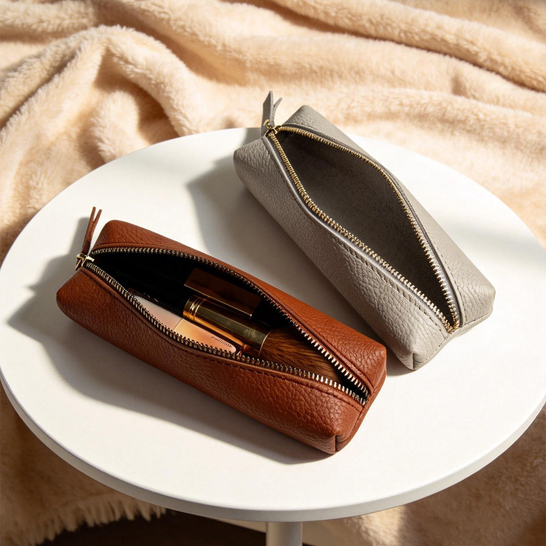 Leather Zippered Pencil Case Bowlift