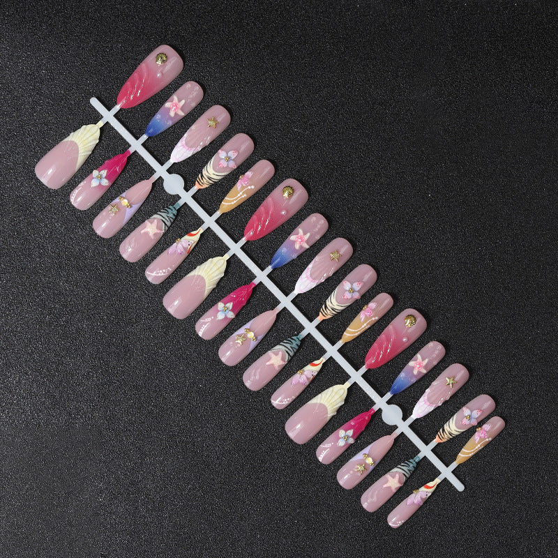 Artistic Shell-Inspired Press-On Nail Set Bowlift