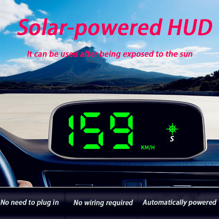 Solar-Powered Windshield Head-Up Display Speedometer With Gps Compass
