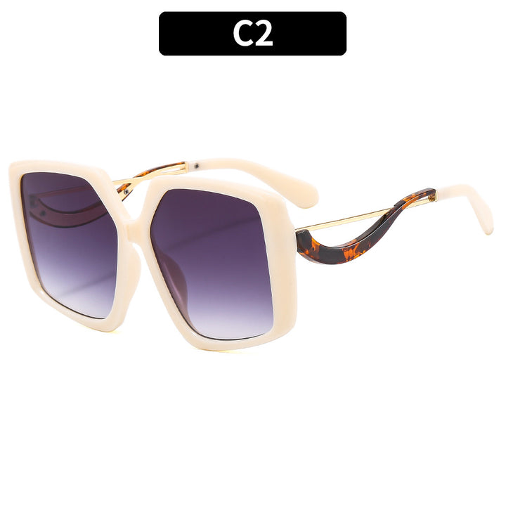Oversized Square Frame Sunglasses with Gold Accents